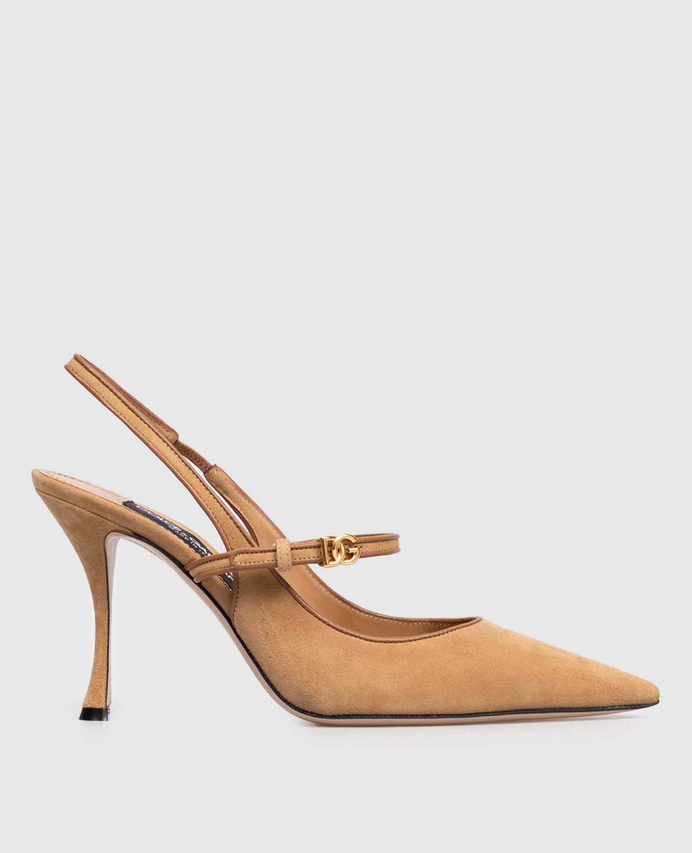 

Brown suede slingbacks with logo Dolce&Gabbana, Beige