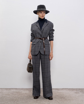 Brunello Cucinelli Gray wool checked pants MP522P8884