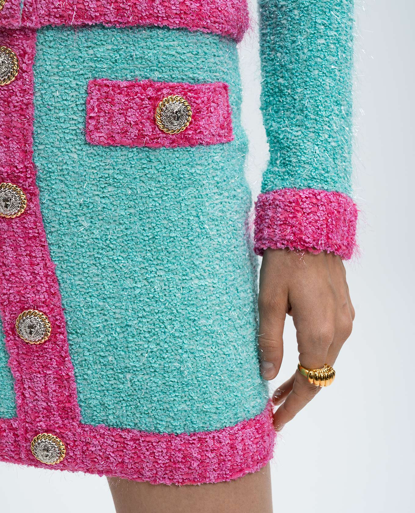 

Green mini skirt with lurex Balmain