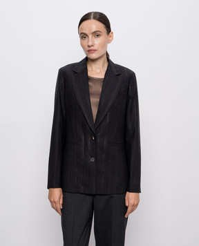 Peserico Black striped wool jacket S0170206418