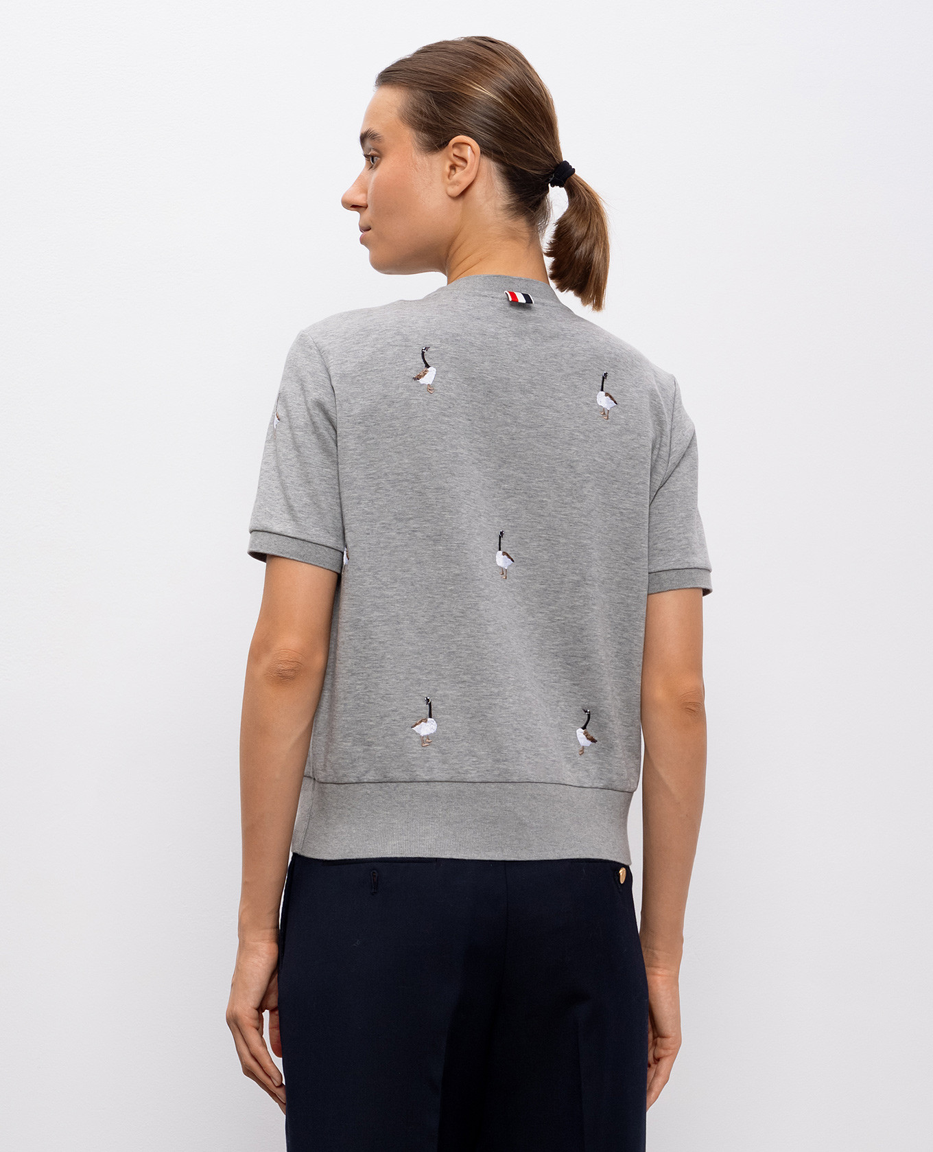 

Grey melange T-shirt with embroidery Thom Browne