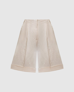 Peserico Beige linen shorts with monil chain P0416306653