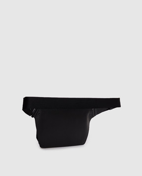 Cashmere&Whiskey Black leather belt bag with embossed logo BUMBAG