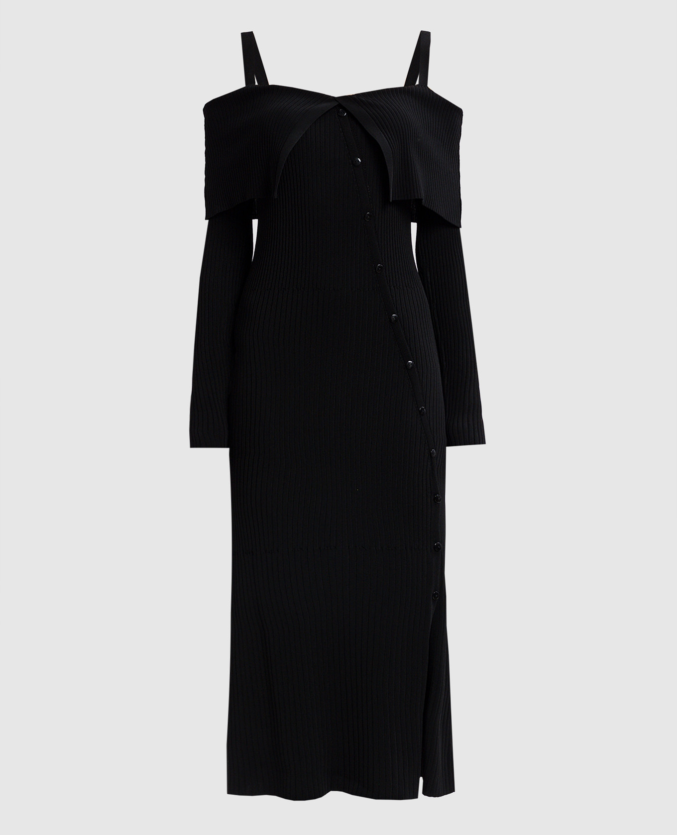 

Black ribbed midi dress with logo emblem Twinset