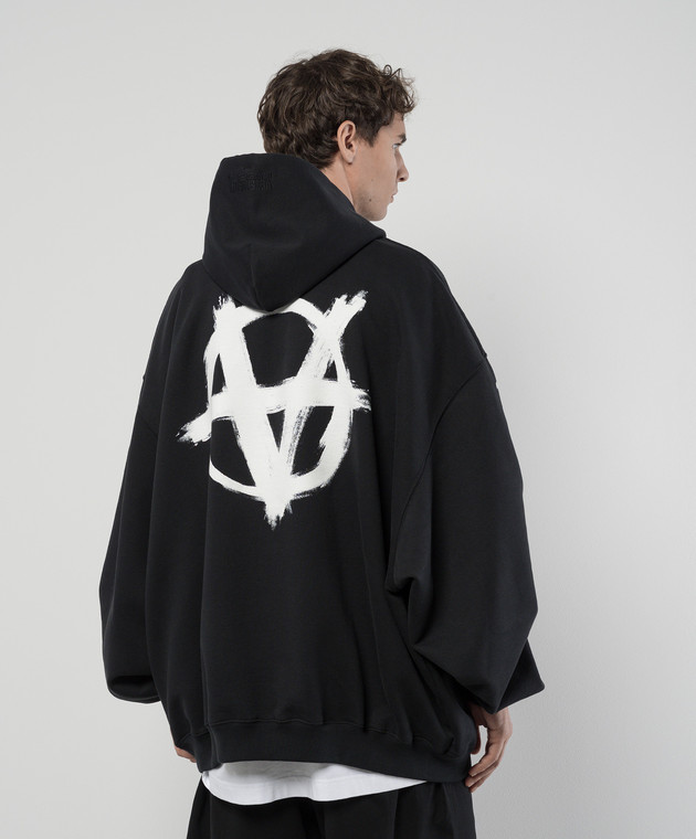 Vetements - Black hoodie with Anarchy print UE64HD700BW - shop