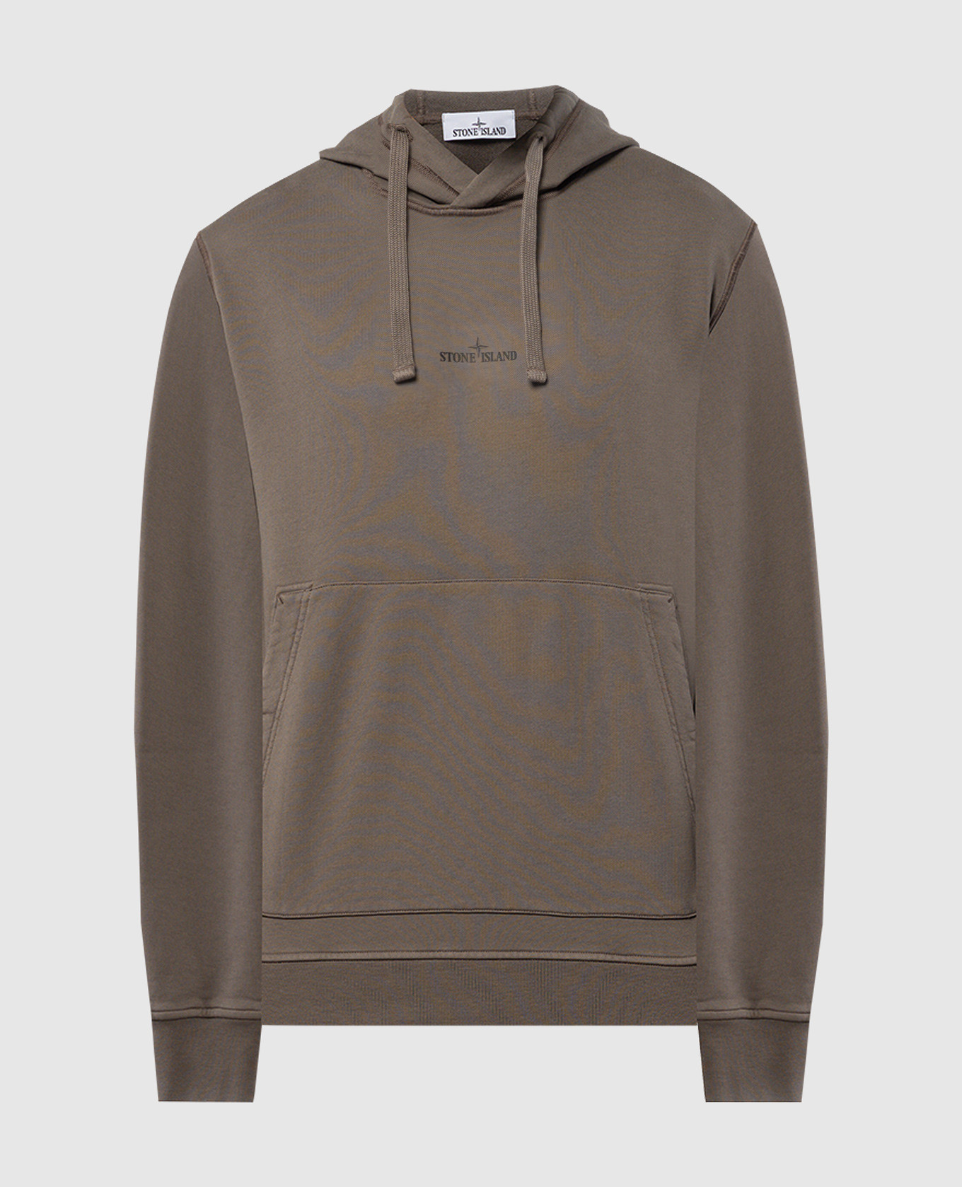 

Brown hoodie with textured logo print Stone Island, Коричневый