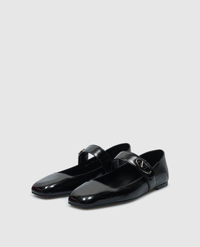 Valentino Black patent leather ballet flats with VLogo Signature logo 5W2S0JV2IZM