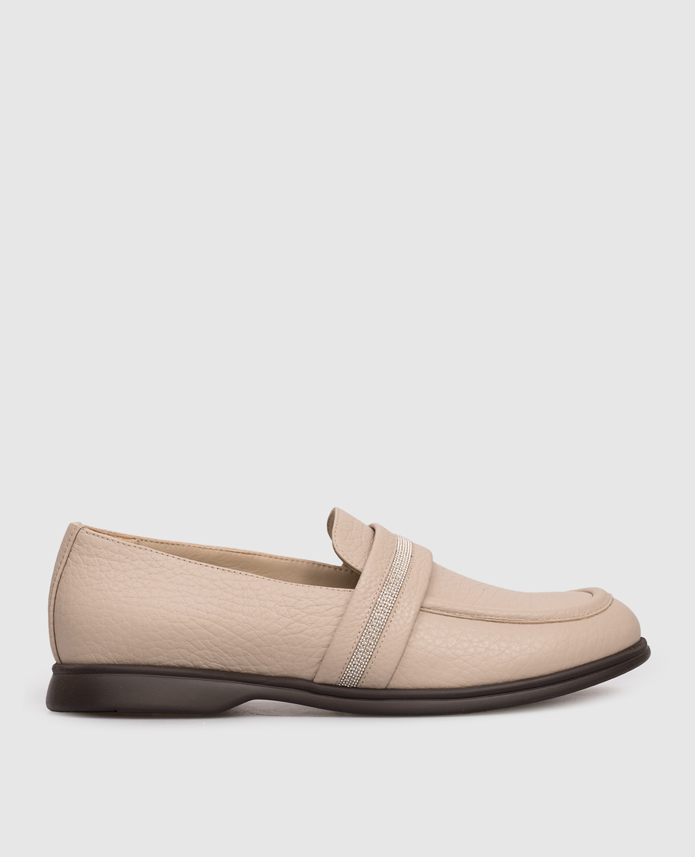 Beige leather loafers with a monil chain Peserico