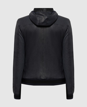 Dolce&Gabbana Blue leather jacket with a hood G9NI7LHULCI