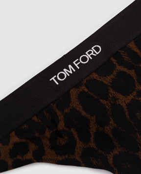 Tom Ford Black thong panties with animal print KNJ009JEP030