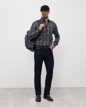 Kiton Blue jeans with logo patch UPNJSK0113H