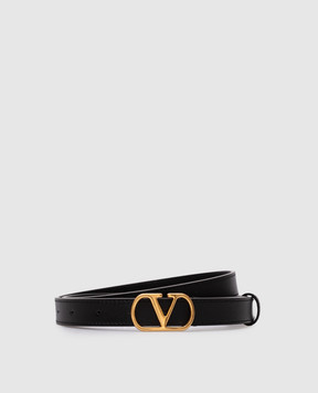 Valentino Black leather belt with VLogo emblem 7W2T0SM7IYR