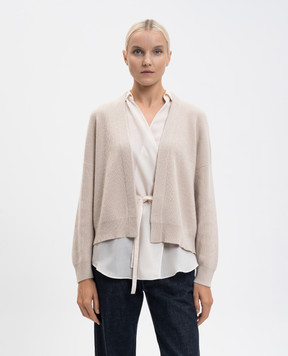 Brunello Cucinelli Beige cashmere cardigan with blouse M12213506