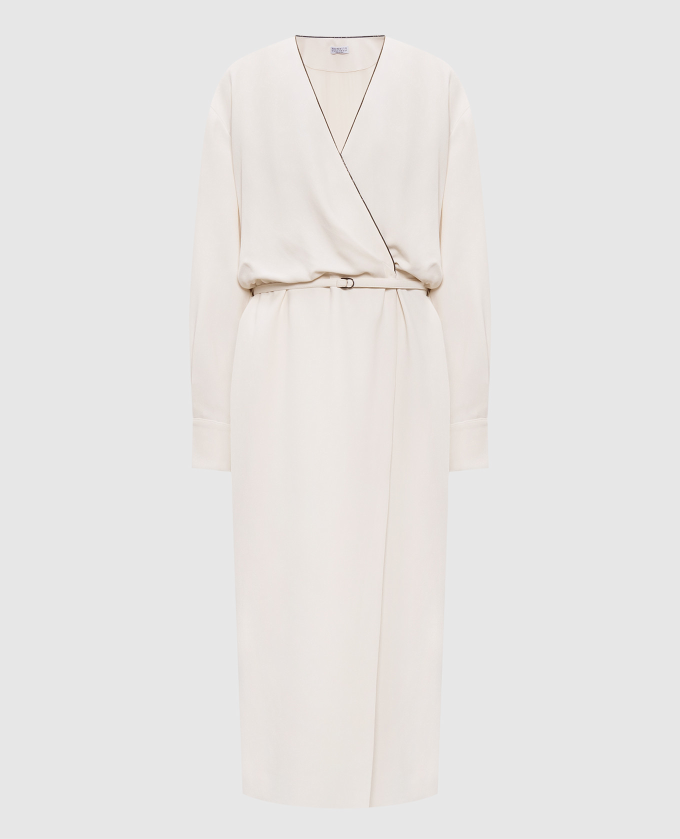 

Beige wrap dress with silk Brunello Cucinelli