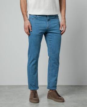 Enrico Mandelli Blue jeans with embroidery and logo patch 0MIAMI5335
