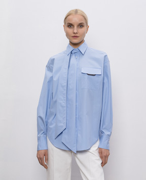 Brunello Cucinelli Blue shirt with a monil chain MP772MY526