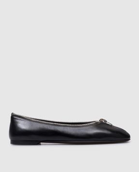 Giuseppe Zanotti Amanda black leather ballet flats with zipper I460010