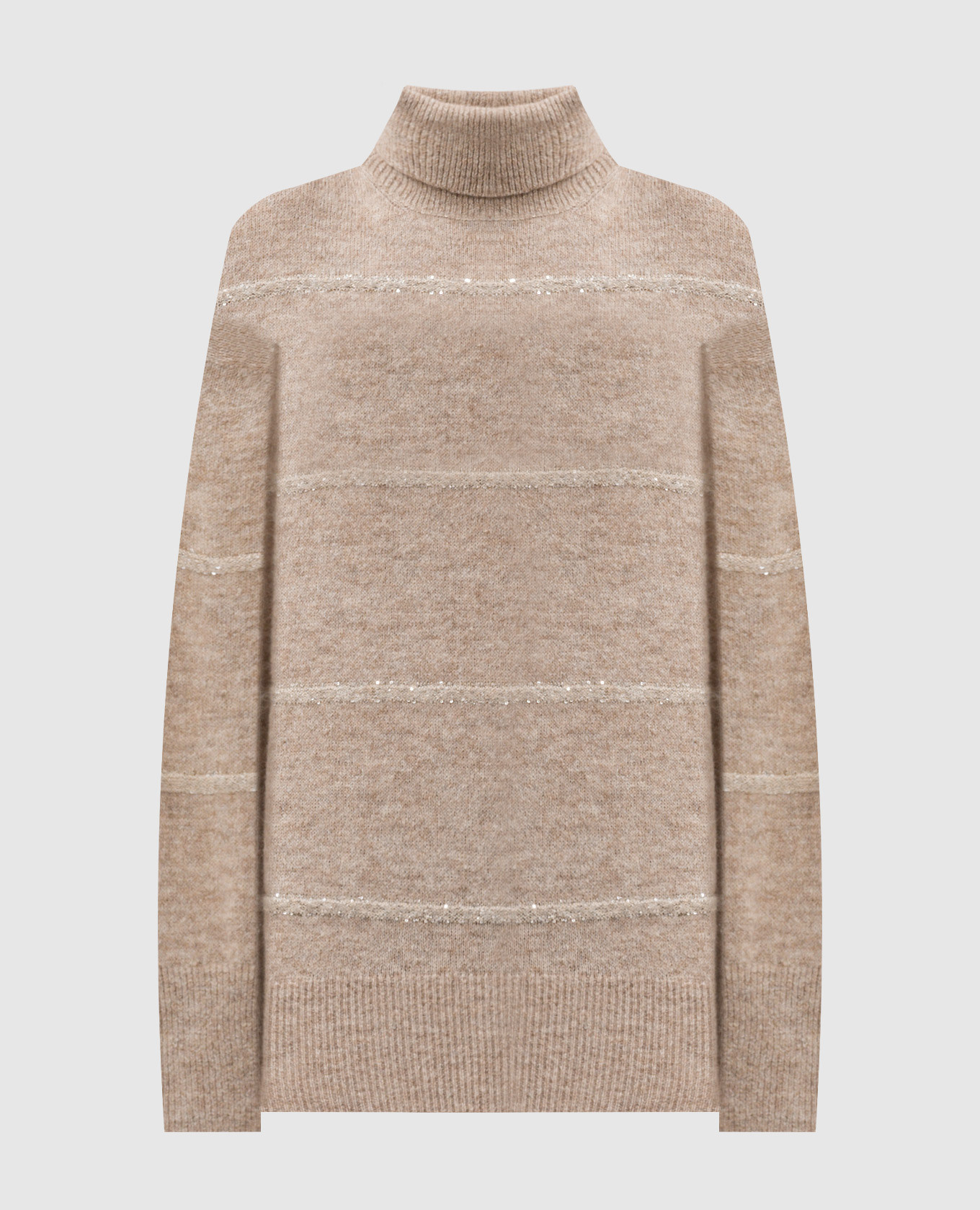Beige wool sweater with sequins brunello cucinelli