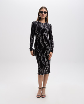 Versace Jeans Couture Black velor dress in Chain Couture print 77HAO9B0JS367
