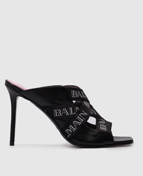 Balmain Black combo mules with logo CN0UR003LNEL