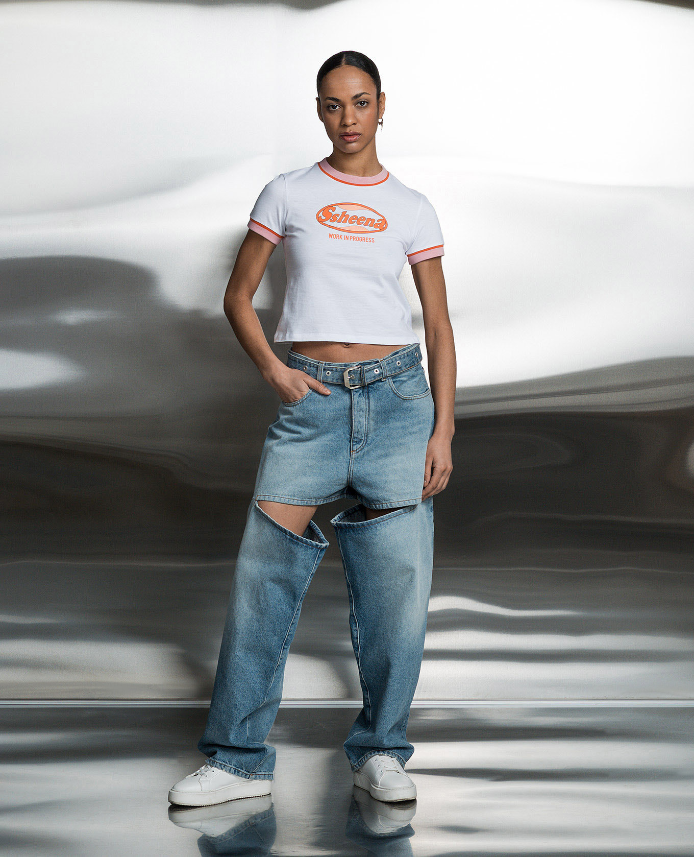 

White T-shirt TINY with logo SSHEENA