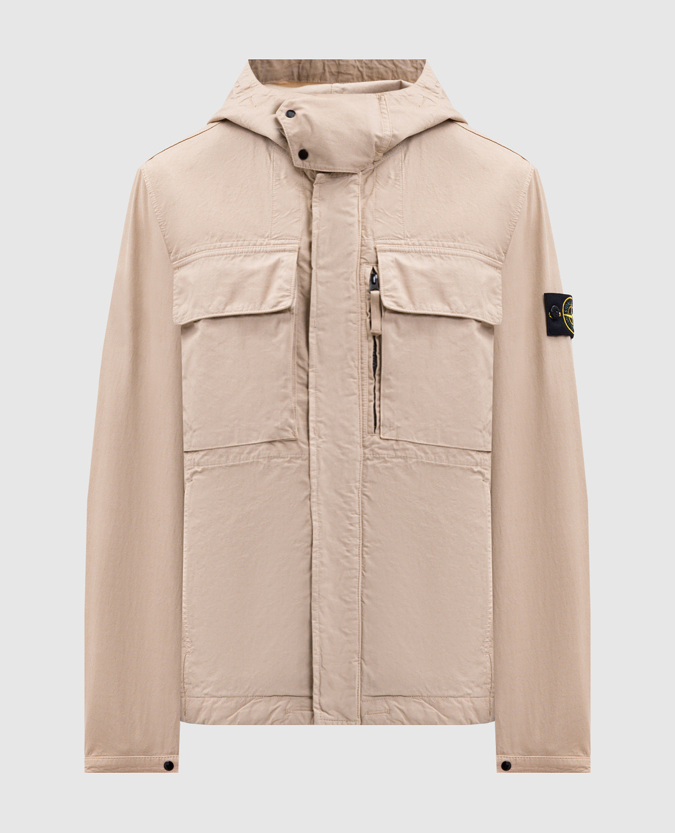 

Beige jacket with logo patch Stone Island