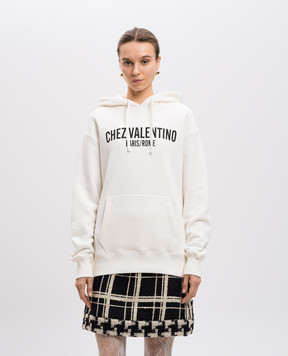 Valentino White hoodie with CHEZ VALENTINO print 6B3MF24D960