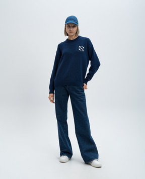 Off-White Wo Ws blue wool and cashmere sweater OWHE104F24KNI001
