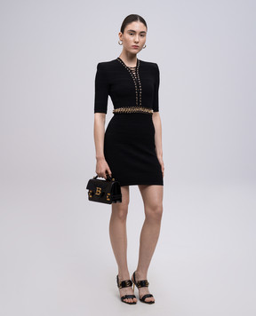 Balmain Black dress with chain EF0R6039KI44