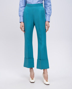 Valentino Blue wool and silk flared trousers with lapels 6B3RB6451CF