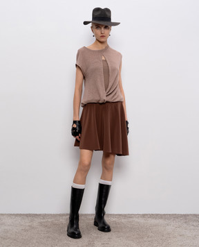 Brunello Cucinelli Beige linen and silk top with slit M10520228