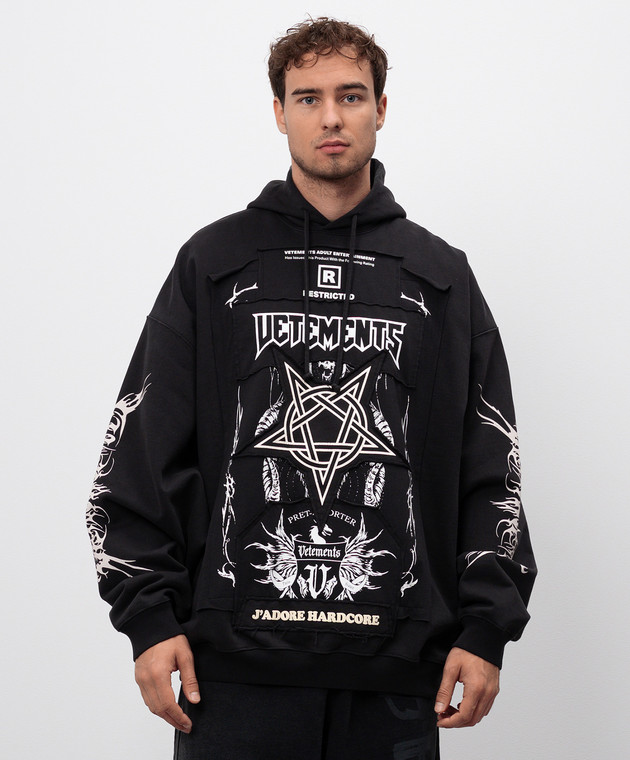 Vetements - Black hoodie with contrasting patches UA65HD620G