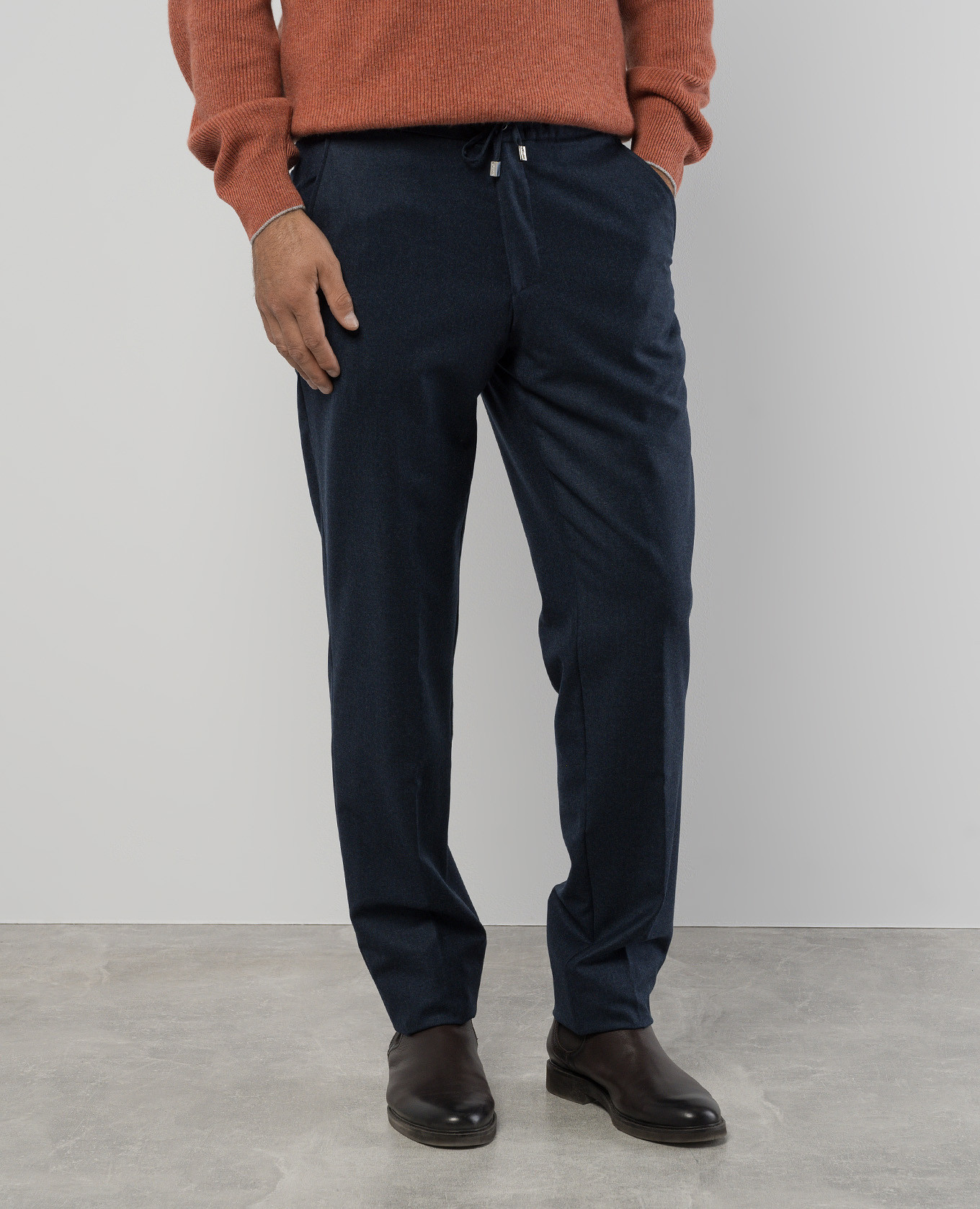 

Blue wool trousers with logo Enrico Mandelli