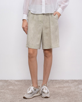 Peserico Green linen shorts with lapels P04083Z02629