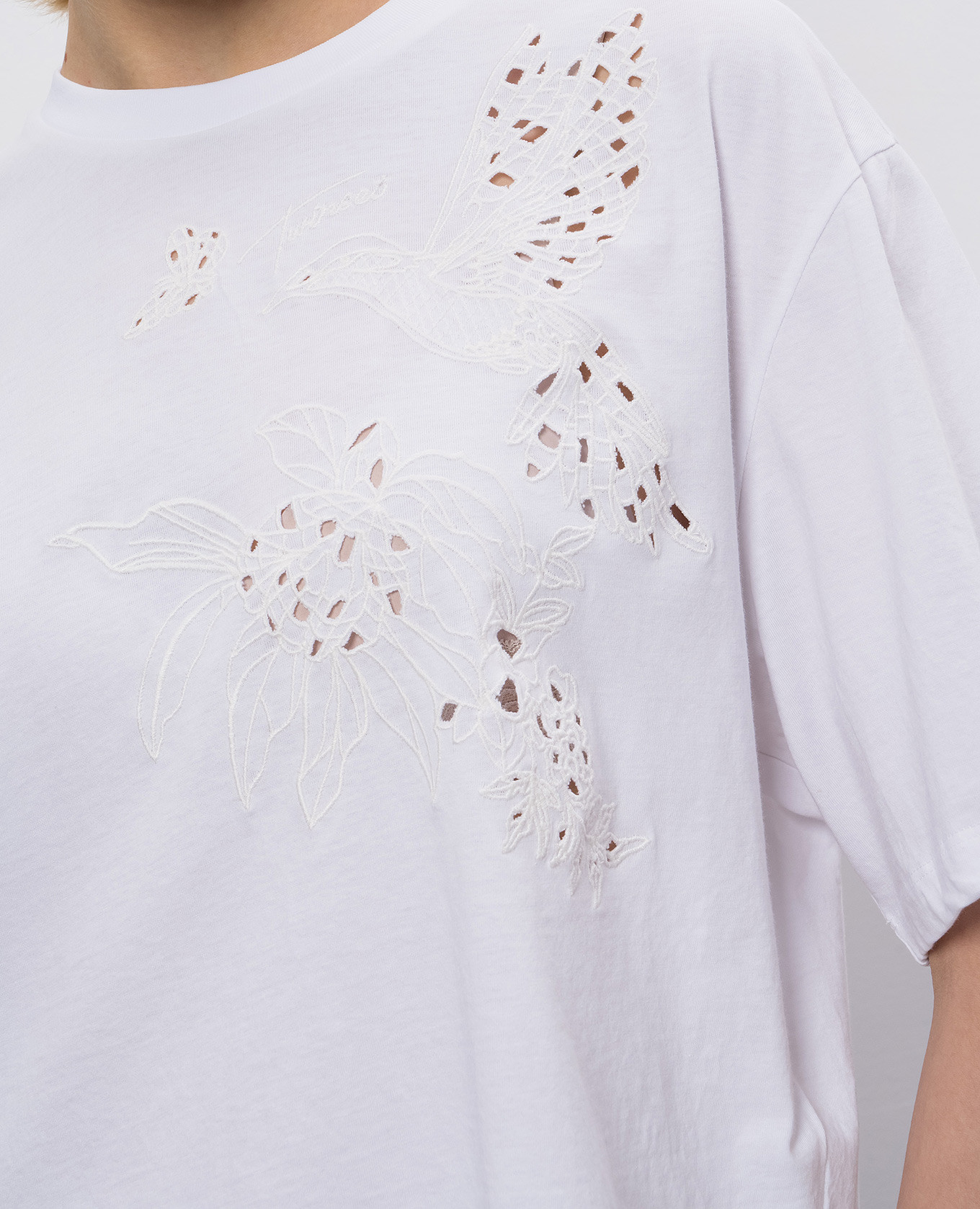 White T-shirt with embroidery Twinset, Black