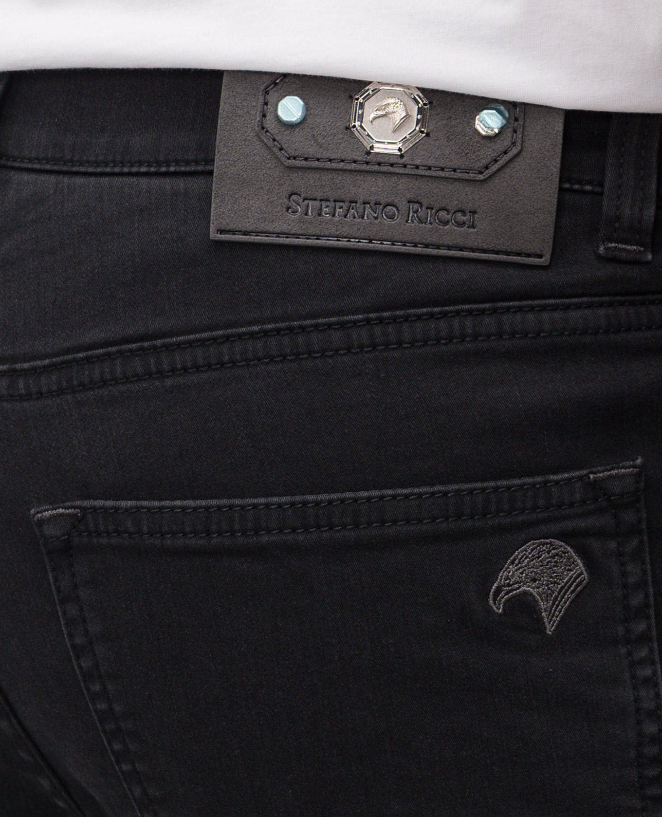 Black jeans with embroidered emblem Stefano Ricci 5