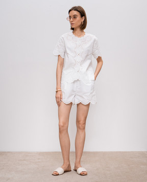 Lou Lou Studio Aurora white shorts with embroidery AURORA