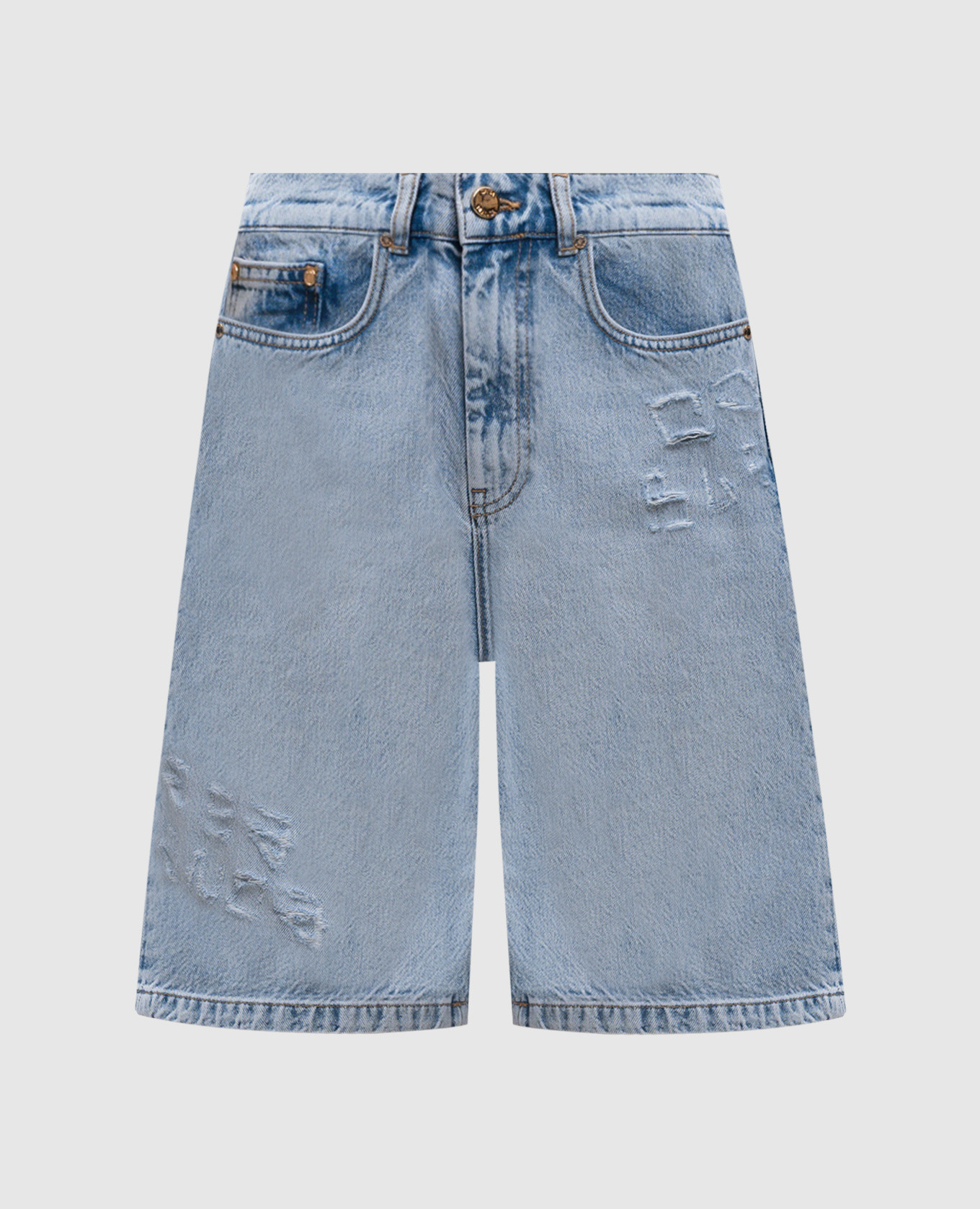 

Blue denim Bermuda shorts with logo Casablanca, Light blue
