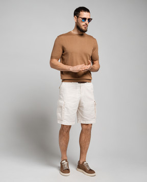 Cashmere&Whiskey Brown T-shirt with a straight cut in silk and cashmere FS03