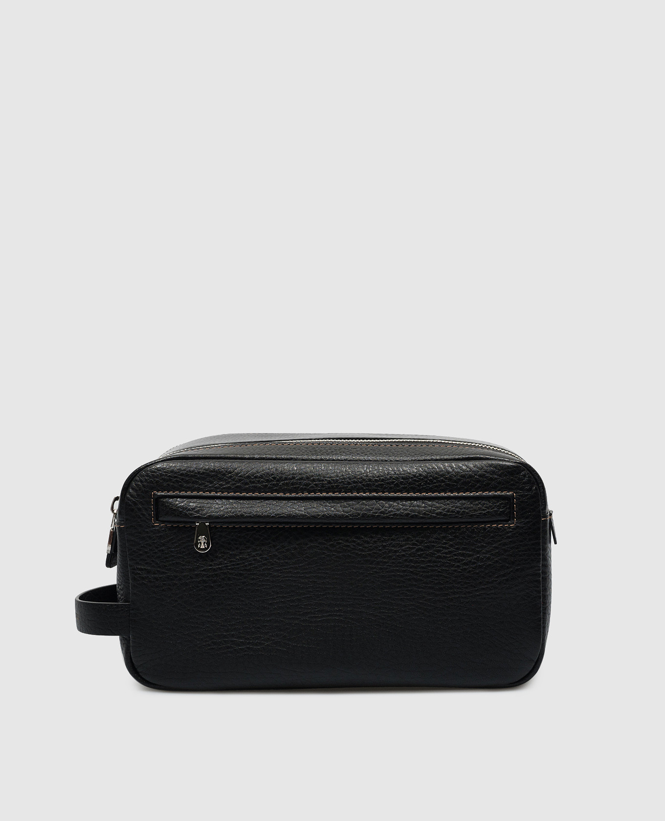 

Black leather toiletry bag with embossed logo Brunello Cucinelli, Черный