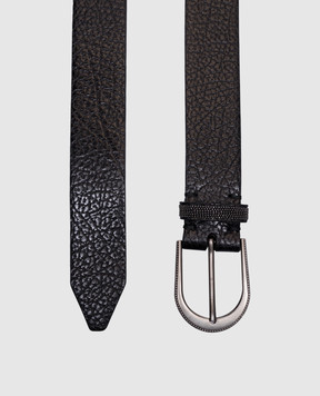 Brunello Cucinelli Black leather belt with monil chain M0JUMC31G