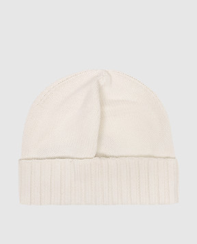 Dolce&Gabbana White cashmere cap with logo embroidery FXQ06ZJAWZ9
