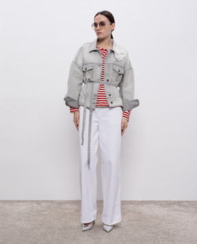 Solotre White jeans with logo patch M1D0206