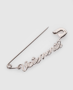 Vetements Silver brooch with logo UE64PI100S