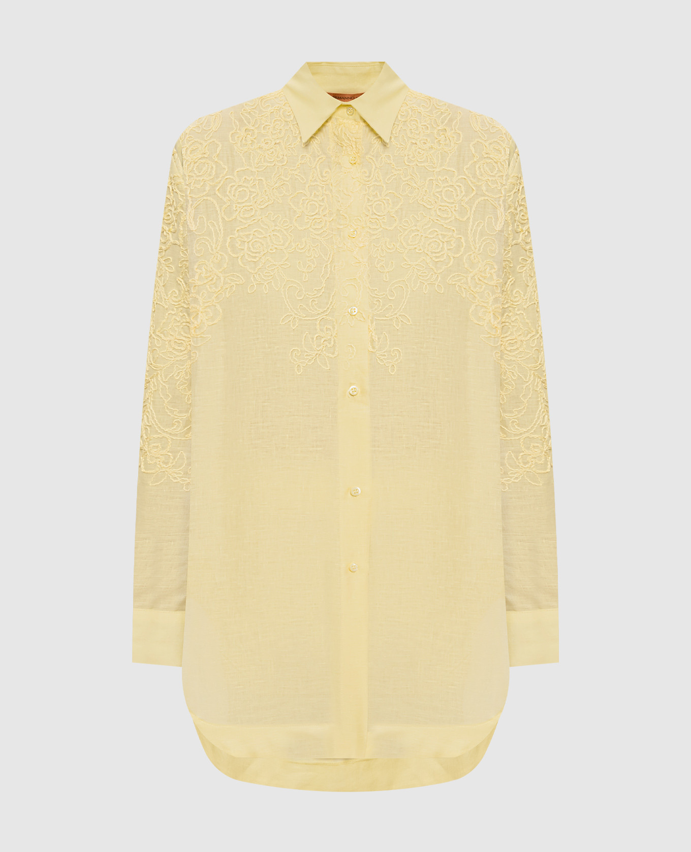 

Yellow linen shirt with floral embroidery Ermanno Scervino
