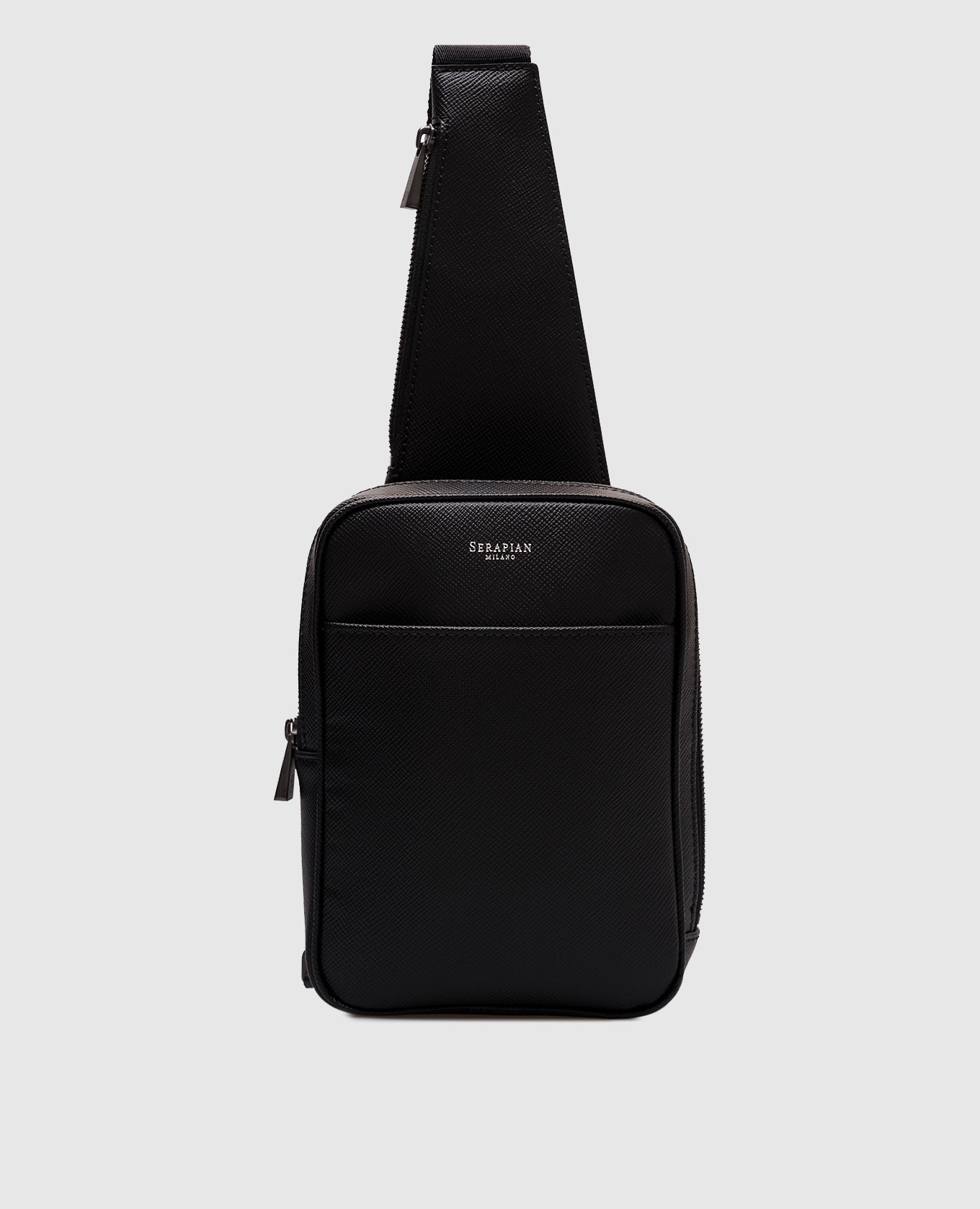 

Black leather sling bag with logo Serapian