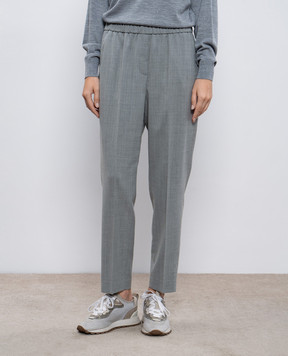 Peserico Gray wool trousers with monil chain P0457202660