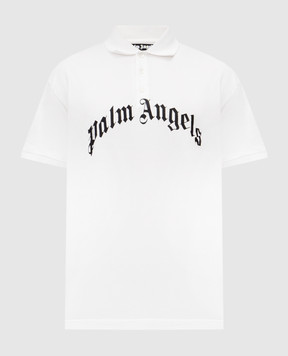 Palm Angels White polo shirt with embroidered logo PMGB012S25FAB003