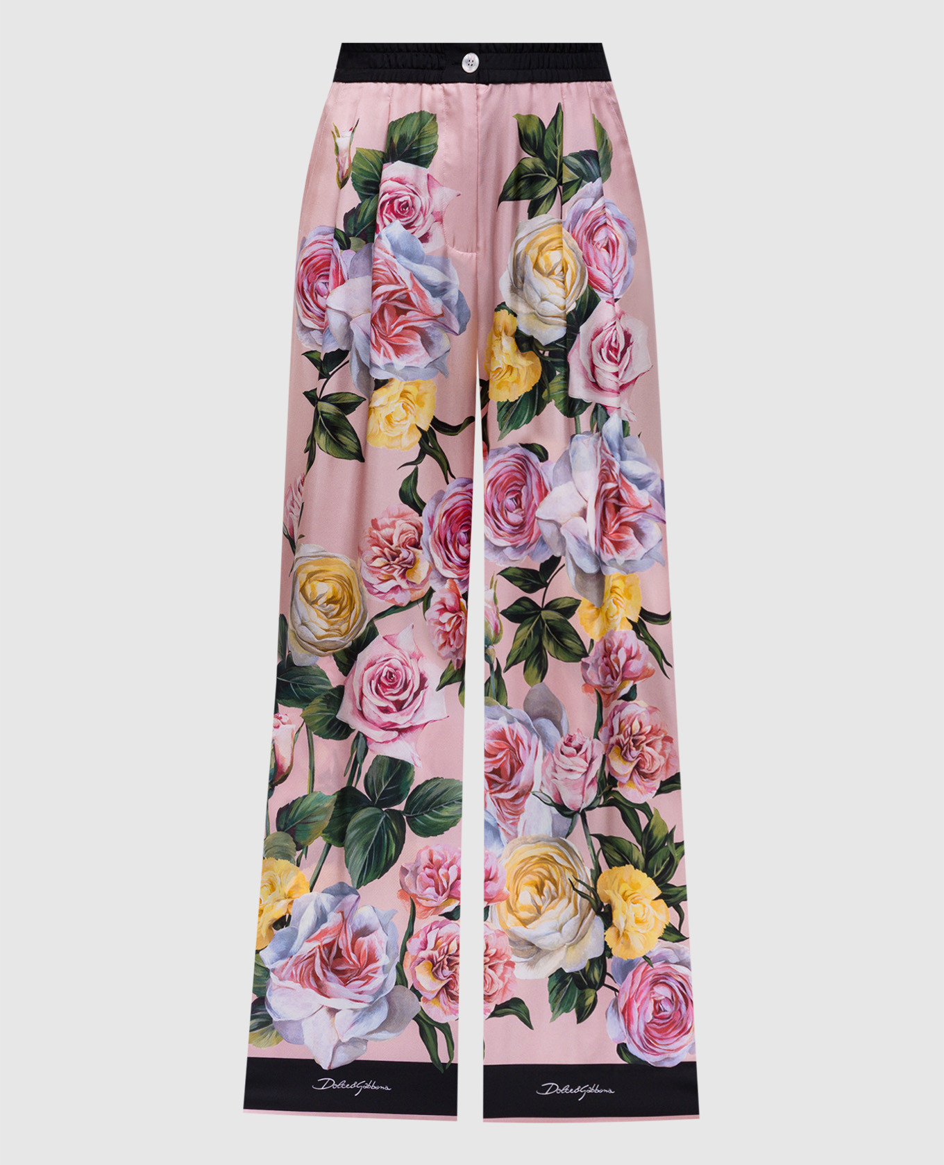 

Pink silk pants with floral print Dolce&Gabbana