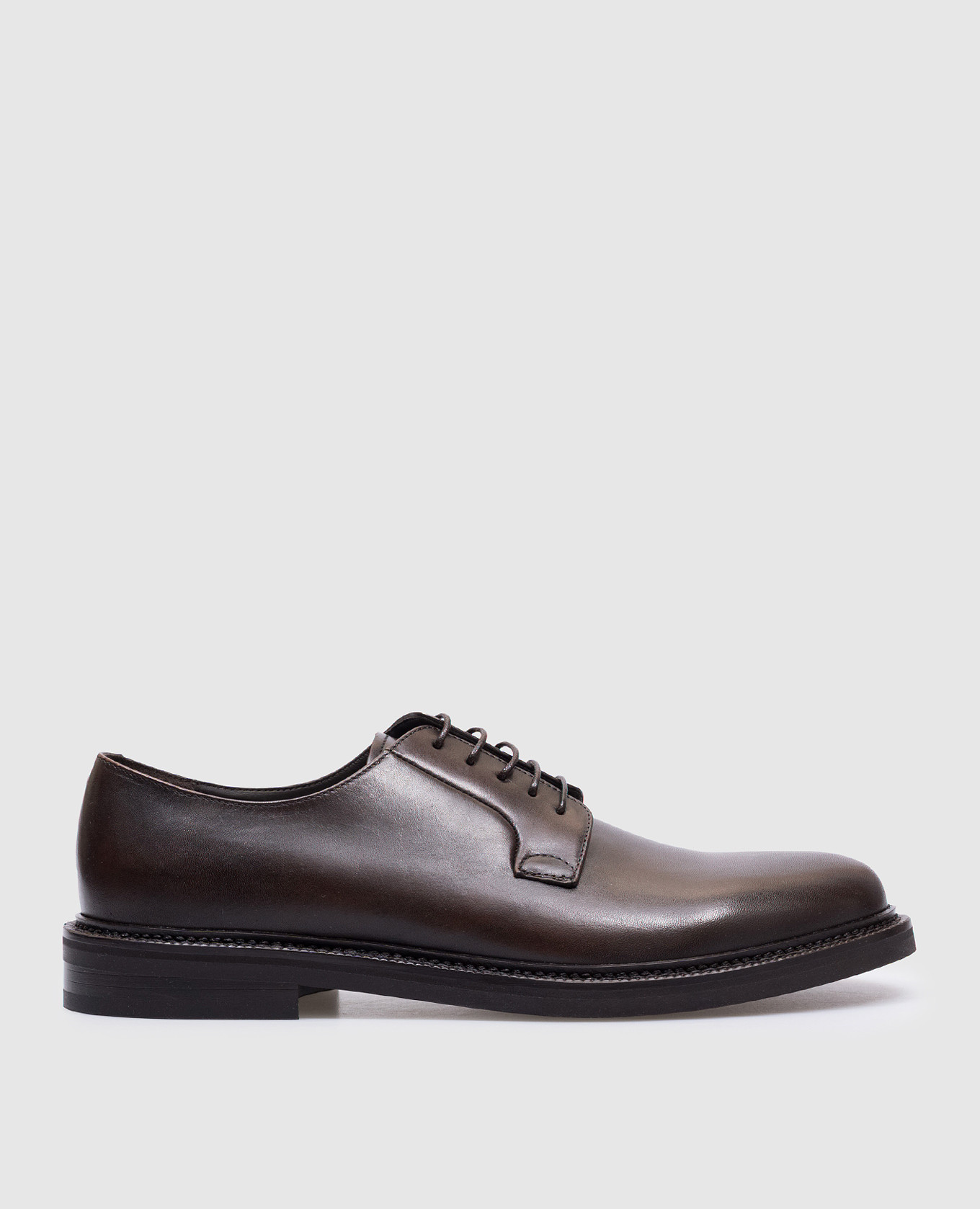 Brown leather derbies with embossed logo peserico